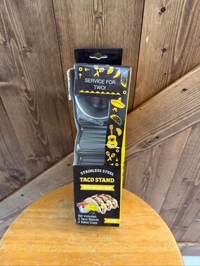 Evriholder Stainless Steel Taco Stand Set for Two 4-Piece Serving Set NWT (9171)
